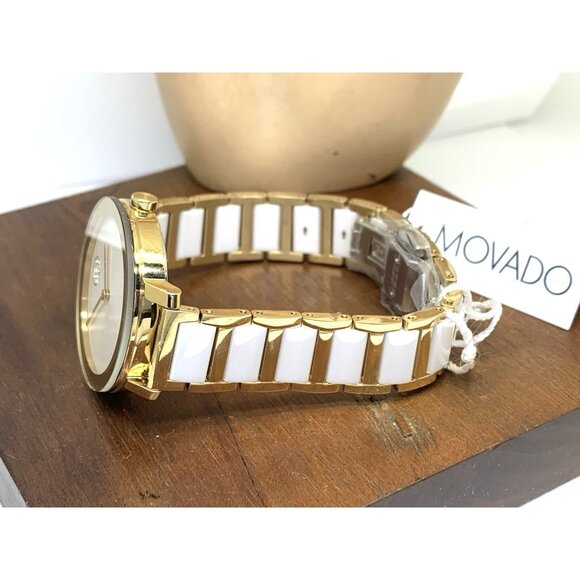 Movado Womens Watch 3601238 Bold White Dial Gold Swiss Quartz Ceramic Steel 34mm main image 8